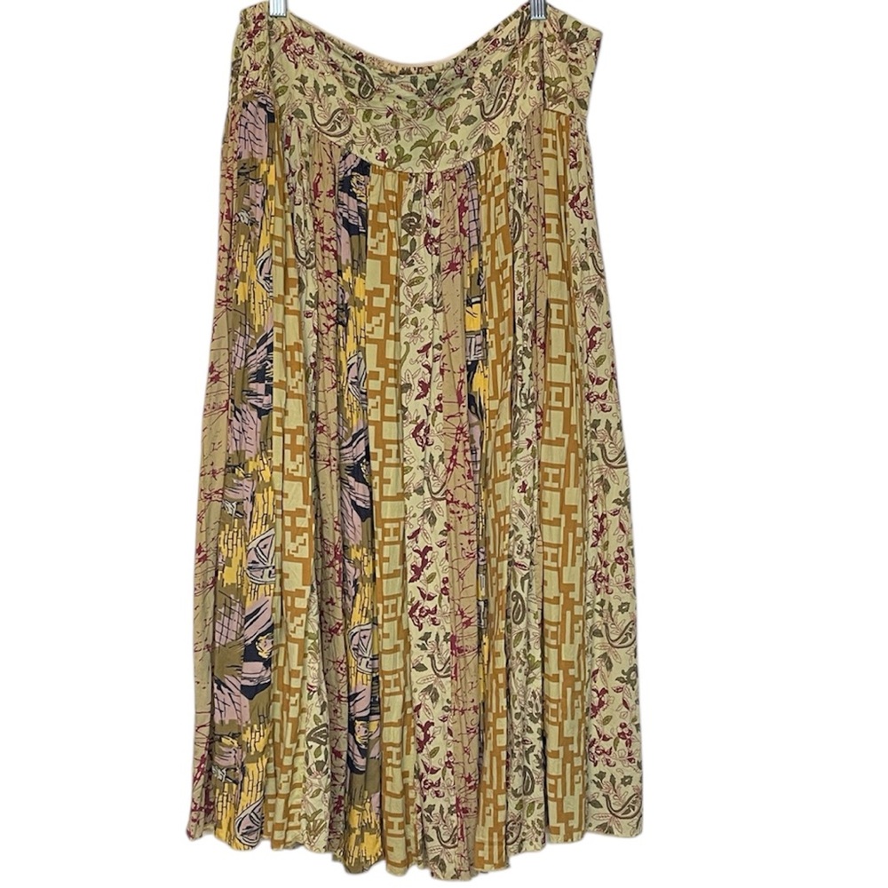 Soft Surroundings Gold Patterned Full A-Line Maxi… - image 1